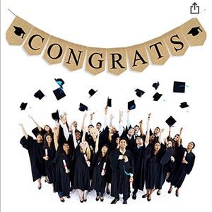 Congrats Burlap Graduation Banner